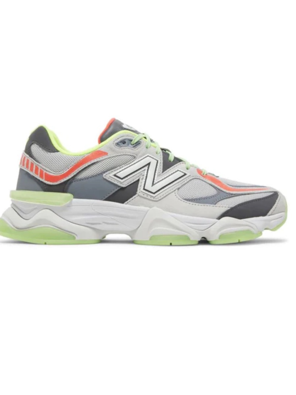 New Balance Men's Sneakers in Gray, Neon Green & Coral Accent